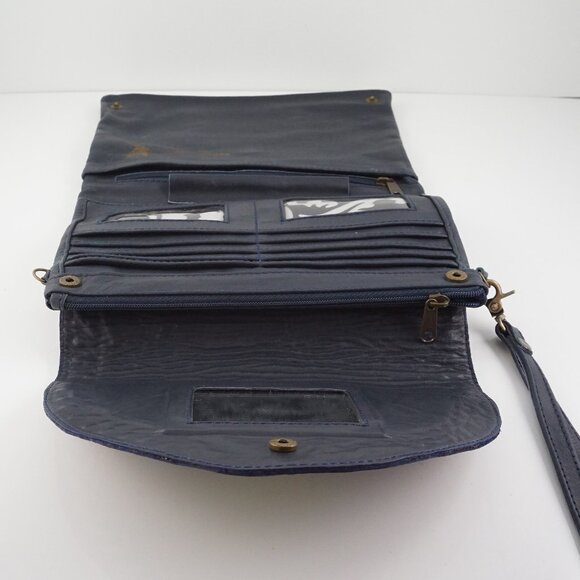 Handmade Hand Painted Leather Amazon Parrot Crossbody Wristlet Bag / Wallet - Picture 5 of 12